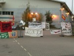 Banners at the main gate of the Vestas Factory