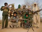 Janjaweed fighters posing with G3s and AK-47s