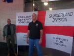 Chris Johnson in front of EDL banner (right)