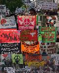 pics of people and banners from peace demo london 13 oct