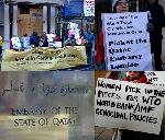 WTO Qatar Embassy protest - London - Pics