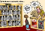 Hollywood video rental store (cartoon by Latuff)