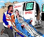 Virgin Mary badly wounded by Israeli soldiers (by Latuff)