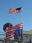 Official and unoffical flags outside Menwith Hill spy base.