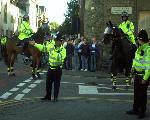 Mounted police blocking side roads