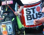 Anti-bush sentiment from the Samba Band yesterday who drew a large crowd on Farg