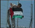 Boy puts up Palestinian flag