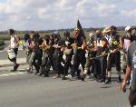 Demonstrators break off the March For Palestine and head for Sea Island