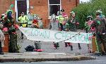 The clown checkpoint outside the Labour offices in Leeds