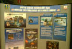 US Stand at COP9 promoting eco warrior G Bush, nuclear fuel, and carbon trading.