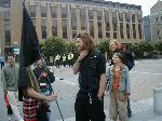 Gathering in Festival Square, Edinburgh's financial district in the West End.