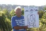 80 year old local Artist and activist at today's protest.