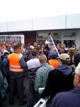 protesters outside main gate