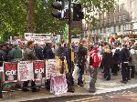 Crowd gathering in Russell Square