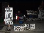 Brian Haw (resting) with his display in Parliament Square. Day 1229!