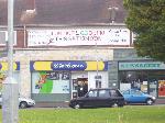 `Justice for Gordon Gentle` banner outside the Co-op in Braidcraft Road.