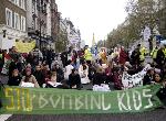 Anti war protesters block the road.