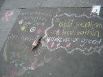 Chalk-drawn peace art in Trafalgar Square