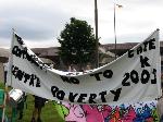 Banners from resident and visiting protesters