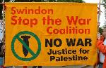 Swindon stop-the-war banner
