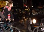 Cyclist block cabs into side streets
