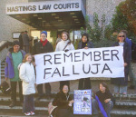 Supporters outside Hastings Court today