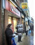 Activists protest outside an empty vodafone store in Worcester