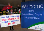 One Man Picket Welcome National Boat, Caravan and Outdoor Show Birmingham NEC