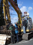 Stopped in its tracks: Digger occupied