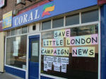 Campaigners are using an empty bookies window as an infopoint
