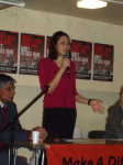 Alliya Stennet speaking at the Respect party meeting