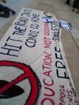 "Hit the road Condi" banner
