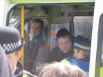 one demonstrator arrested for refusing to give his name and address