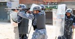 Police fire bullets at the pro-democracy demonstrators at Satdobado.