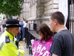 same police officer who let off the institute of director demonstrators