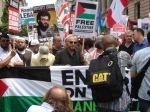 Demonstrators assemble in the centre of London’s government district.