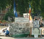 Brian Haw's much-reduced peace camp in Parliament Square