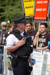 Police eyeing up the protestors