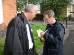 high court bailiff consults with Mr Fletcher from Birmingham City Council