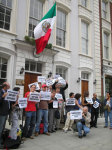 PEOPLE POWER: Protesters picketing the Mexican embassy in London on Saturday