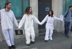 Protestors formed a ring around the DESO building.