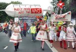 Giant syringe in demonstration against NHS privitisation, Nottingham, Sept 2006