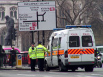 10.30am - A van full of police at the southern end of Parliament St