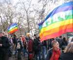 Flying multi-lingual Peace flags