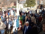Local demonstrators at the Guildhall