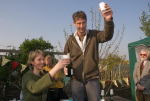 Julie Sumner and Robin Shelton toast the allotments