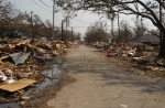 A rural road in Gulfport Mississippi after Hurricane Katrina in 2005