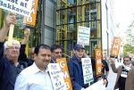 At Marks and Spencers HQ the GMB are protesting over health and safety...