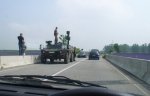 Army observation on motorway bridge