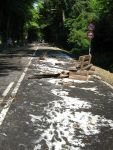 foam from when road fires were extinguished in night